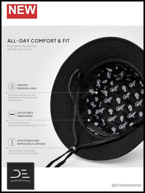 Reversible Bucket Hat with Magnetic Ball Marker & Tee Holder, UPF 50 Sun main image 5